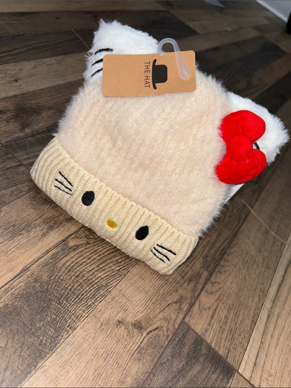 Plush Hello Kitty Beanie with Red Bow - Kids Accessories
